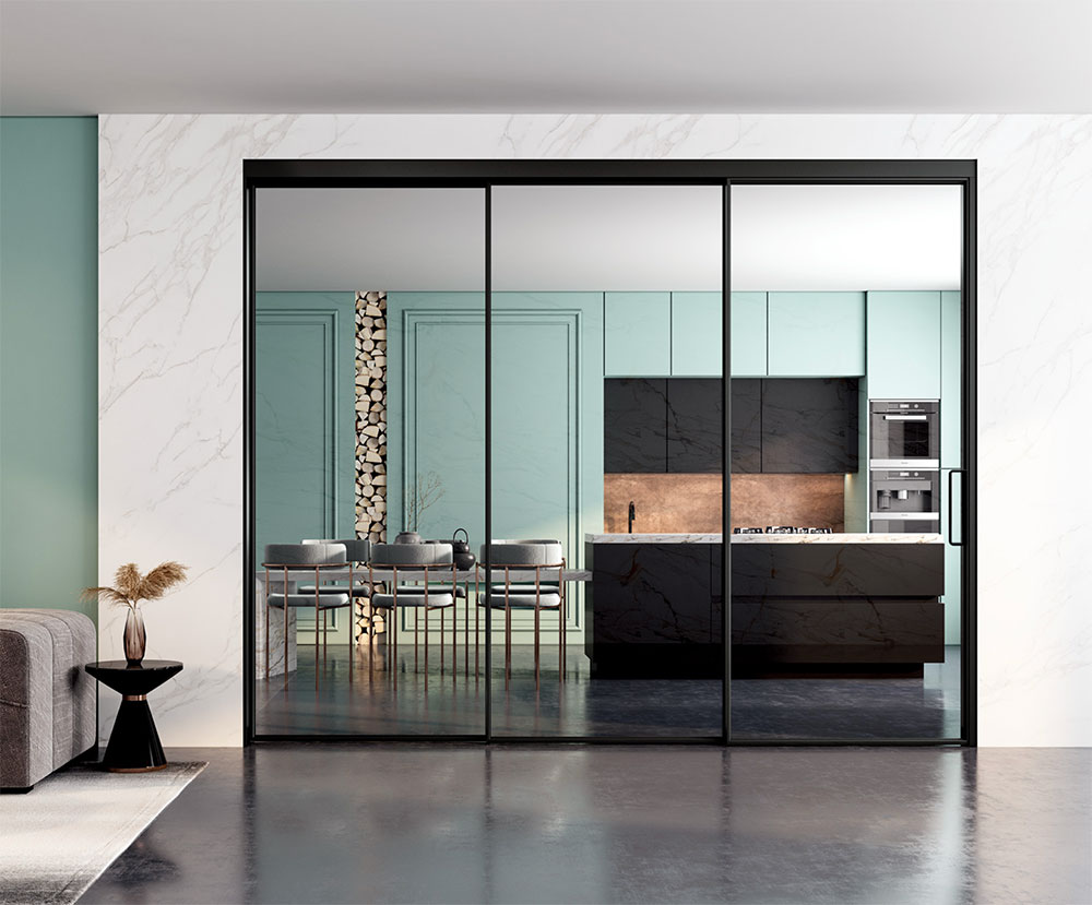 三轨窄边联动吊趟门