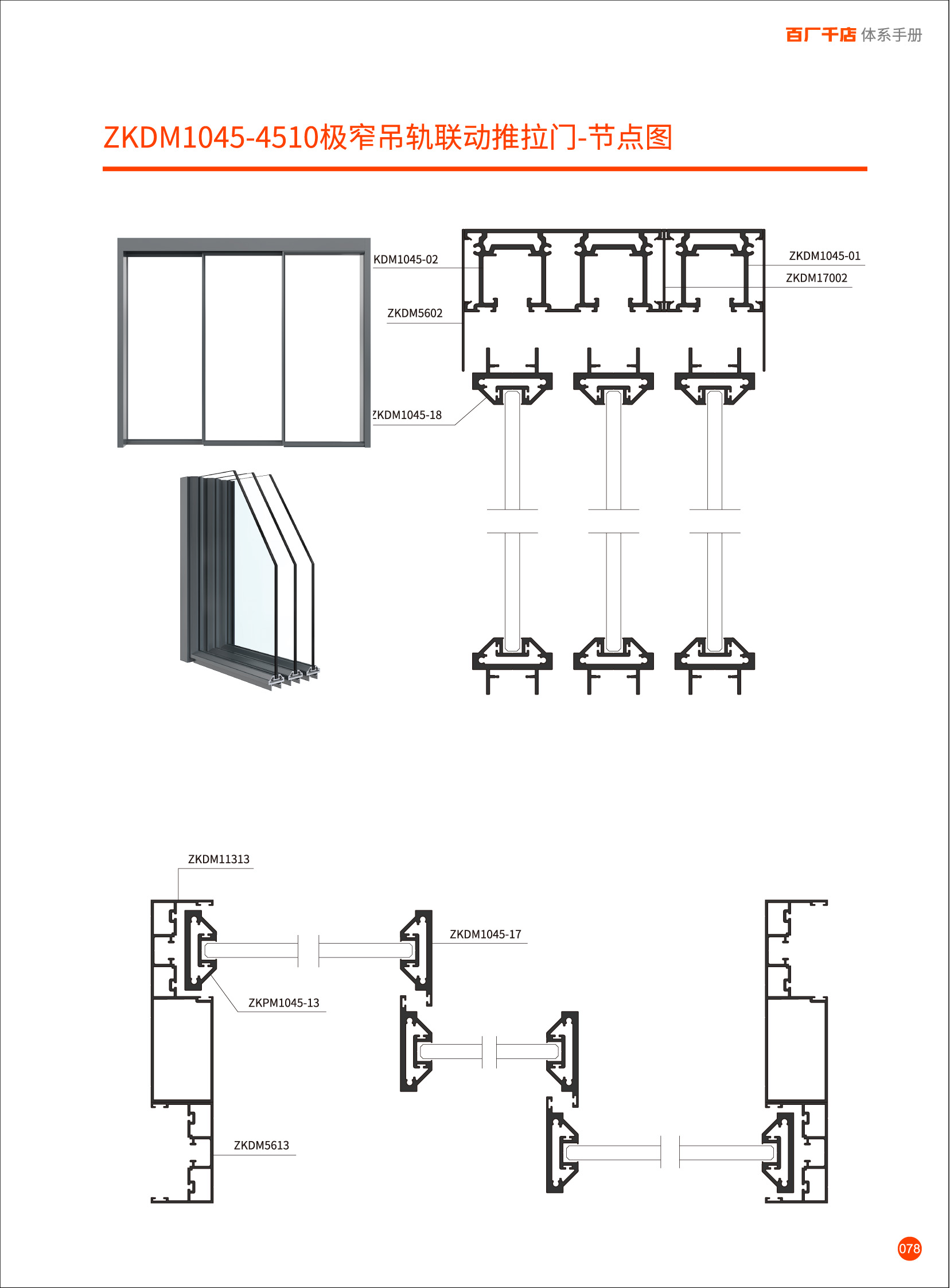 Zkdm1045-4510 extremely narrow hanging rail linkage sliding door